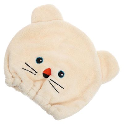 Beaupretty Coral Fleece Cartoon Animal Hair Wrap for Women Water Absorbent Soft Bath Towel Cap Comfortable Quick Drying Hair Turban