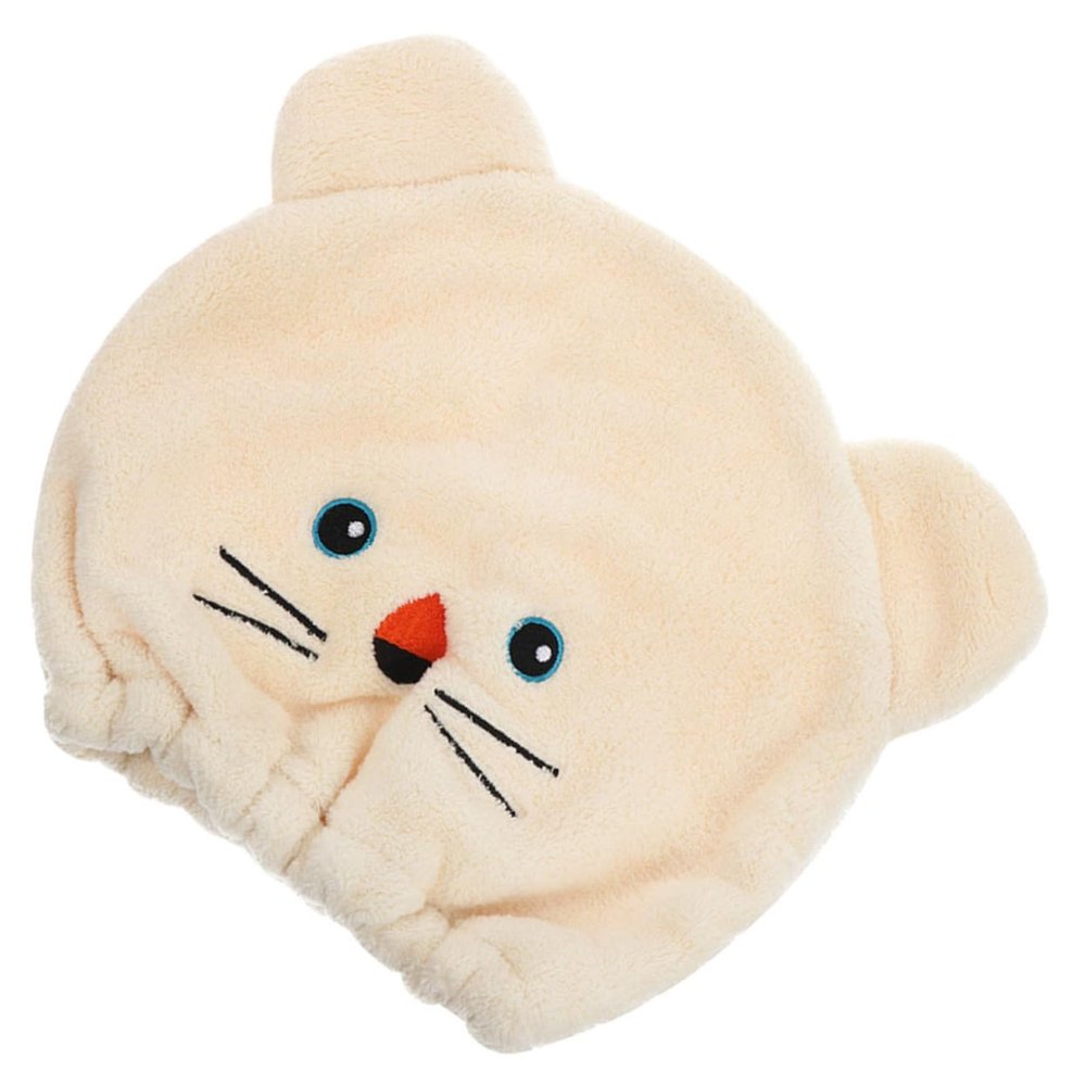 Beaupretty Coral Fleece Cartoon Animal Hair Wrap for Women Water Absorbent Soft Bath Towel Cap Comfortable Quick Drying Hair Turban