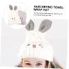 Baluue 2 pcs Absorbent Hair Towel Wrap with Cute Rabbit Ears Dry Hair Cap for Reduces Frizz and Drying Light Gray view 4