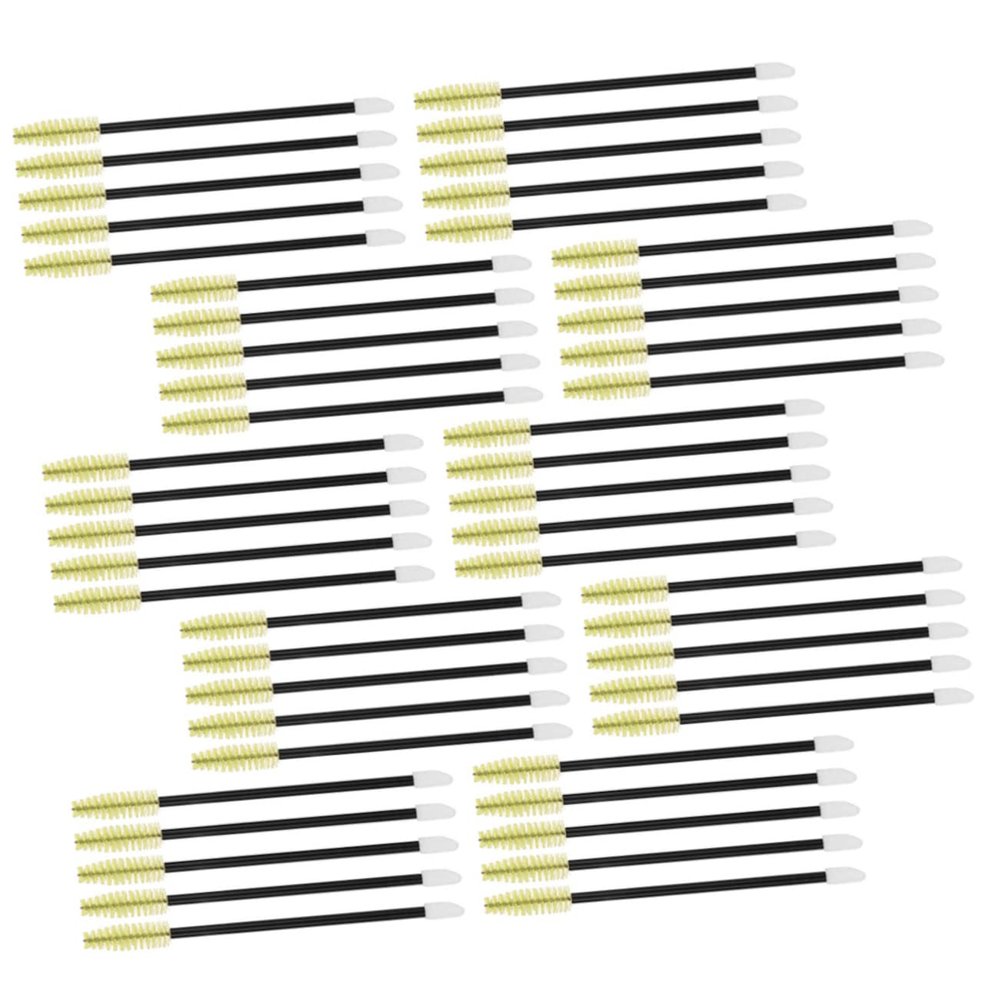 Healifty 50pcs Disposable Mascara Wand Eyelash and Eyebrow Brush Dual Ended Applicator with Soft Nylon Bristles for Professional Makeup Travel Home Use Light Green Handles