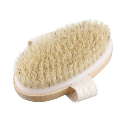BAZEITFLOW Wooden Spa Body Brush with Natural Bristles Exfoliating Shower Brush for Men and Women Medium Stiffness for Dead Skin Removal Cellulite Reduction and Improved Circulation Without