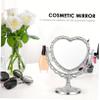 VALICLUD Vintage Heart Shaped Double Sided Makeup Mirror for Vanity Desk with Rotation Silver Desktop Mirror for Bathroom Bedroom Women view 3