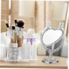 VALICLUD Vintage Heart Shaped Double Sided Makeup Mirror for Vanity Desk with Rotation Silver Desktop Mirror for Bathroom Bedroom Women view 4