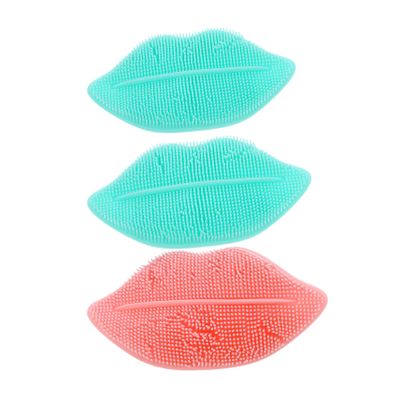LOORGVEL 3pcs Silicone Facial Scrubber Brush for Gentle Face and Lip Exfoliation Soft Stretchy Skin Friendly Cleanser for Blackhead and Dead Skin Removal Multifunctional Manual Random Color