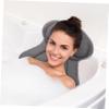 Baluue Grey Bath Tub Pillow with Strong Suction Cups Ergonomic Mesh Bathroom Neck Cushion for Spa and Travel Foldable and Comfortable Headrest for All Bathtubs view 2