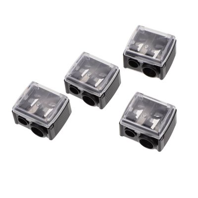 Garneck 4pcs Dual Makeup Pencil Sharpener for Eyeliner Eyebrow Pencils Black Cosmetic Sharpener with Fine Blade Precise for Lip Liner School and Professional Use Random Color