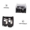 Garneck 4pcs Dual Makeup Pencil Sharpener for Eyeliner Eyebrow Pencils Black Cosmetic Sharpener with Fine Blade Precise for Lip Liner School and Professional Use Random Color view 2