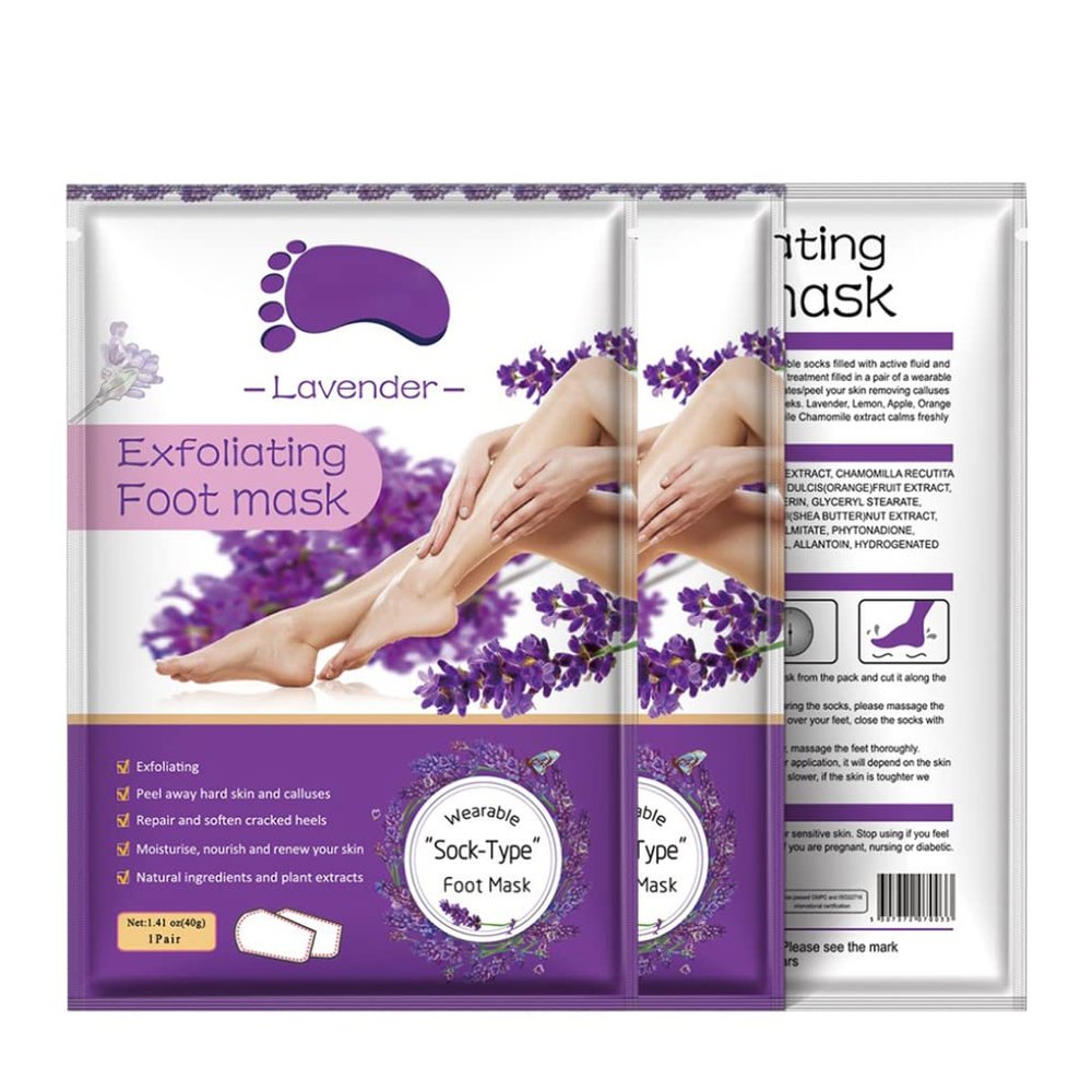 3 Pack Foot Peel Mask Callus Dead Skin Cells Remover Exfoliator Moisturizing Whitening Baby Soft Smooth Touch for Women Men (Lavender)