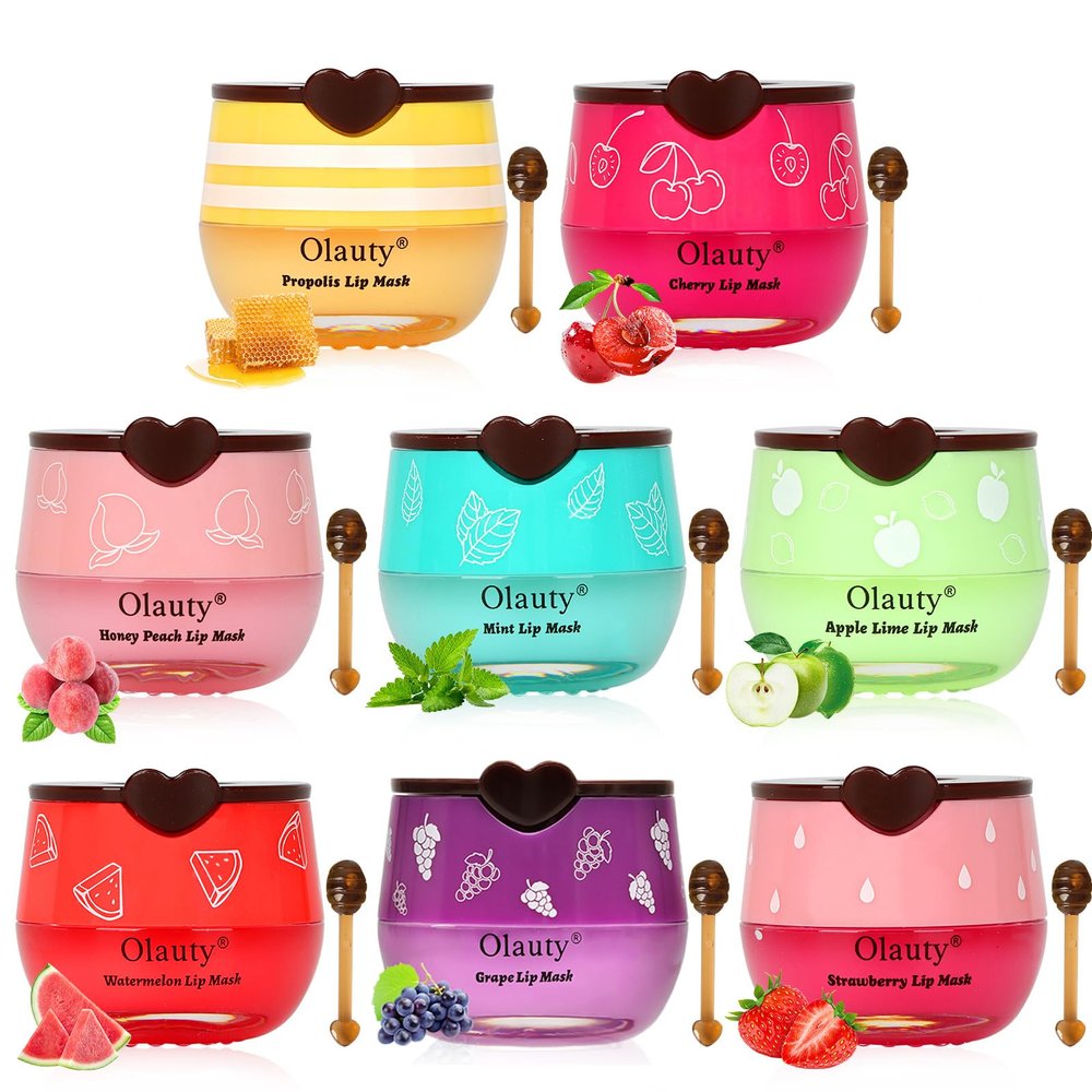 8 PCS Bee Lip Balm Honey Pot,Stocking Stuffers Honey Lip Balm Lip Mask,Propolis Moisturizing Lip Sleeping Mask Christmas Gift for Women,Hydrating Prevention Dry and Cracked Lip Scrubs Exfoliator