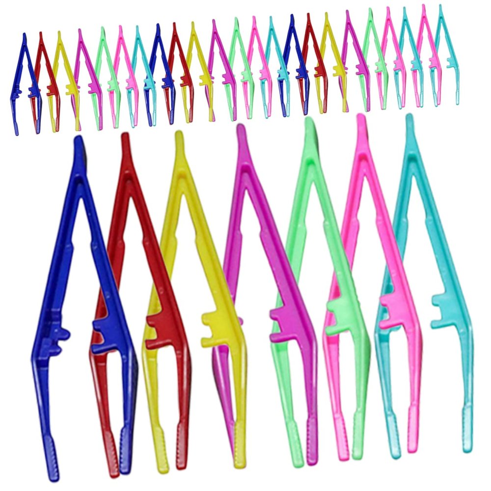 PartyKindom 30Pcs Plastic Eyebrow Tweezers Lightweight Portable Brow Trimming Clips for Women and Men Precise Facial Hair Removal Beauty Tool for Salon and Travel