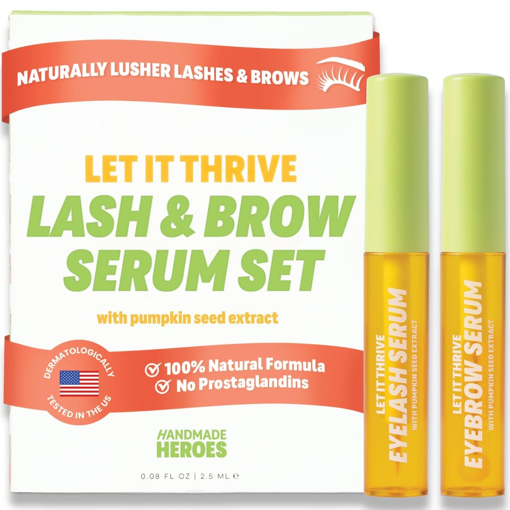 Handmade Heroes 100% Natural Vegan Lash & Brow Serum  Rosemary & Pumpkin Seed Oil for Fuller, Thicker Looking Eyelashes, Eyebrows  Gentle & Nourishing Formula Prostaglandin Free
