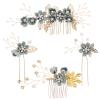 Lurrose 4pcs Bridal Flower Wedding Hair Pins Pearl Floral Leaf Hair Combs Headpiece for Brides Bridesmaids Women Girls view 1