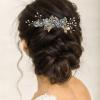 Lurrose 4pcs Bridal Flower Wedding Hair Pins Pearl Floral Leaf Hair Combs Headpiece for Brides Bridesmaids Women Girls view 3