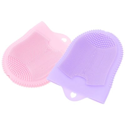 Didiseaon 2Pcs Silicone Facial Cleansing Brush for Gentle Exfoliation and Deep Cleaning Dual Sided Manual Face Scrubbers with Soft Skin Friendly Material Portable Pink Purple Brushes for
