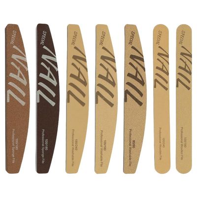 XEAOHESY 7 Pieces Apricot-Yellow and Brown Nail Files and Buffers Nail Files for Natural Nails Nail Buffer and Shine Kit 100/180 Grit Finger Nail File Set for Women