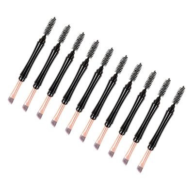 PartyKindom 10Pcs Dual Head Brow Brush with Cover Portable Eyebrow and Eyelash Makeup Tool and Easy to Use for Precise Brow Styling and Lash Grooming Black