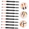 PartyKindom 10Pcs Dual Head Brow Brush with Cover Portable Eyebrow and Eyelash Makeup Tool and Easy to Use for Precise Brow Styling and Lash Grooming Black view 3
