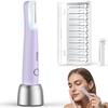 Dermaplane Razor for Women Face, WLU Rechargeable Face Dermaplaning Tool  Peach Fuzz, Facial Hair & Exfoliation Removal, Sonic Technology with LED Light, 3 Speeds & 10 Blades (Purple) view 1