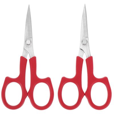 Baluue 2pcs Eyebrow Scissors Set, Professional Stainless Steel Small Shears for Men and Women, Curved Tip Facial Hair Trimming Scissors for Nose, Beard, Eyebow, Mustache, Red