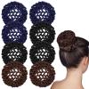 8 Pcs Ballet Hair Net Bun Cover Elastic Women Hairs Nets Handmade Crochet Bun Cover Invisible Mesh Hairs Buns Holders for Women Dance Ballet Skating Accessories(Black Blue Coffee) view 1