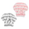 UKCOCO 2pcs Ultra Absorbent Double Hair Drying Cap Quick Dry Microfiber Turban Towel for Women Soft Lightweight Bath Shower Hair Wrap for Travel and Daily Use Pink White Gray White view 1