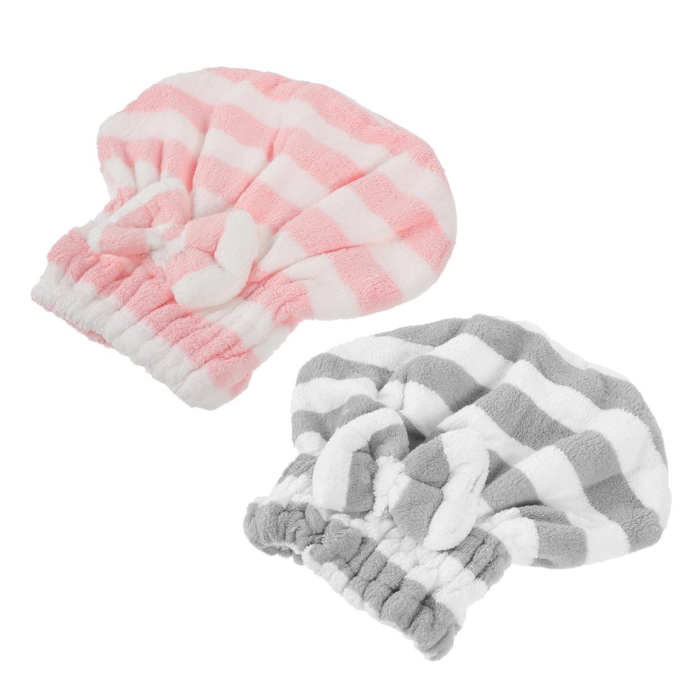 ABOOFAN 2pcs Double Thickened Absorbent Hair Towel Wrap Microfiber Dry Hair Turban Cap for Women Quick Drying Reduces Frizz and Breakage