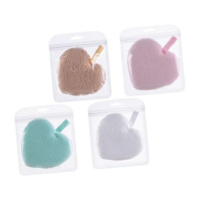 Baluue 4pcs Heart Shaped Facial Cleansing Sponges for Makeup Removal and Exfoliating Soft Face Puff for Daily Skincare Gentle Facial Puff Women and Men