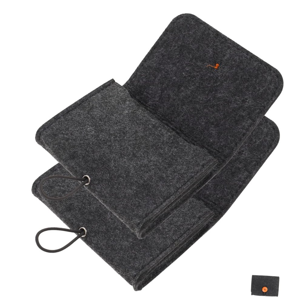 Baluue 2Pcs Felt Essential Oil Storage Bag Portable Carrying Pouch with Buckle Closure for Organizing Small Bottles Travel-friendly Oil Bottle Organizer in Dark Gray