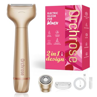 Orchrose Electric Razor for Women Body: Rechargeable Painless Electric Shaver for Bikini Face Body Legs Underarms - Portable for Travel