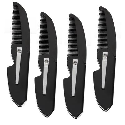 Baluue 4Pcs Portable Pocket Folding Beard Combs for Men Lightweight Mustache Styling Tool Ergonomic Design Travel Friendly Grooming Accessory