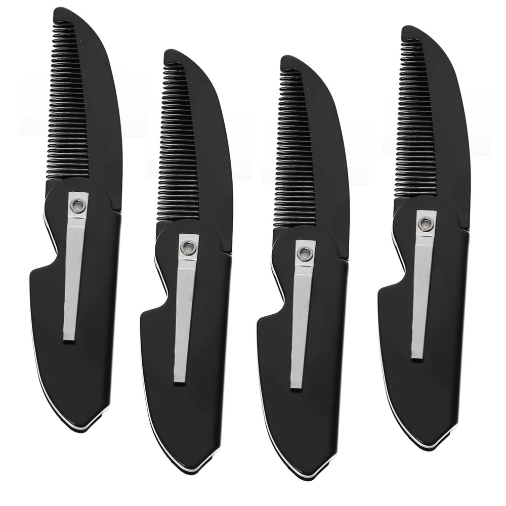 Baluue 4Pcs Portable Pocket Folding Beard Combs for Men Lightweight Mustache Styling Tool Ergonomic Design Travel Friendly Grooming Accessory