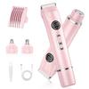 4-in-1 Bikini Trimmer for Women, Dual Head Electric Razors Shaver | Painless Bikini, Body & Facial Hair Remover | IPX7 Waterproof for Wet/Dry Use | Includes Nose & Eyebrow Trimmer Heads(Pink) view 1