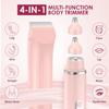 4-in-1 Bikini Trimmer for Women, Dual Head Electric Razors Shaver | Painless Bikini, Body & Facial Hair Remover | IPX7 Waterproof for Wet/Dry Use | Includes Nose & Eyebrow Trimmer Heads(Pink) view 2