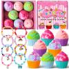 Bath Bombs for Kids with Surprise Jewelry Toys Inside, 8 Cupcake Bath Bombs Gifts Set, Girls, Teens, Kids Easter Valentines Day Gift Birthday, Handmade Fizzes Bubble Spa Bath Kit for Girls view 1