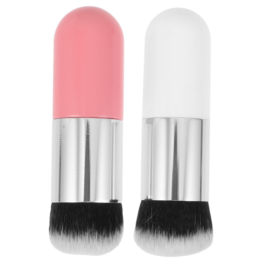 FRCOLOR 2Pcs Foundation Blush Brush High Density Makeup Face Brush for Powder Blending Natural Contour and Buffing Tool for Smooth Finish