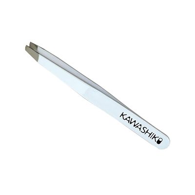 KAWASHIKI Hand-Sharpened Slant Tweezers | Ultra-Precision 25-Degree Angle for Eyebrow Shaping & Facial Hair Removal, Professional Stainless Steel for Women & Men (Pure White)