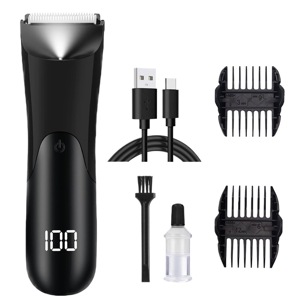 Hair Trimmer | Digital Display Beard Shaver,Portable Men's Intimate Hair Trimmer with LCD Digital Display for Leg, Ear, Face, Nose, Pubic, Arm, Head Grooming