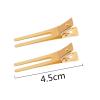 100 Pieces 1.77" Hairdressing Double Prong Curl Clips Metal Alligator Hair Clips Setting Section Hair Clips for Hair Salon Extensions Styling, Gold view 2