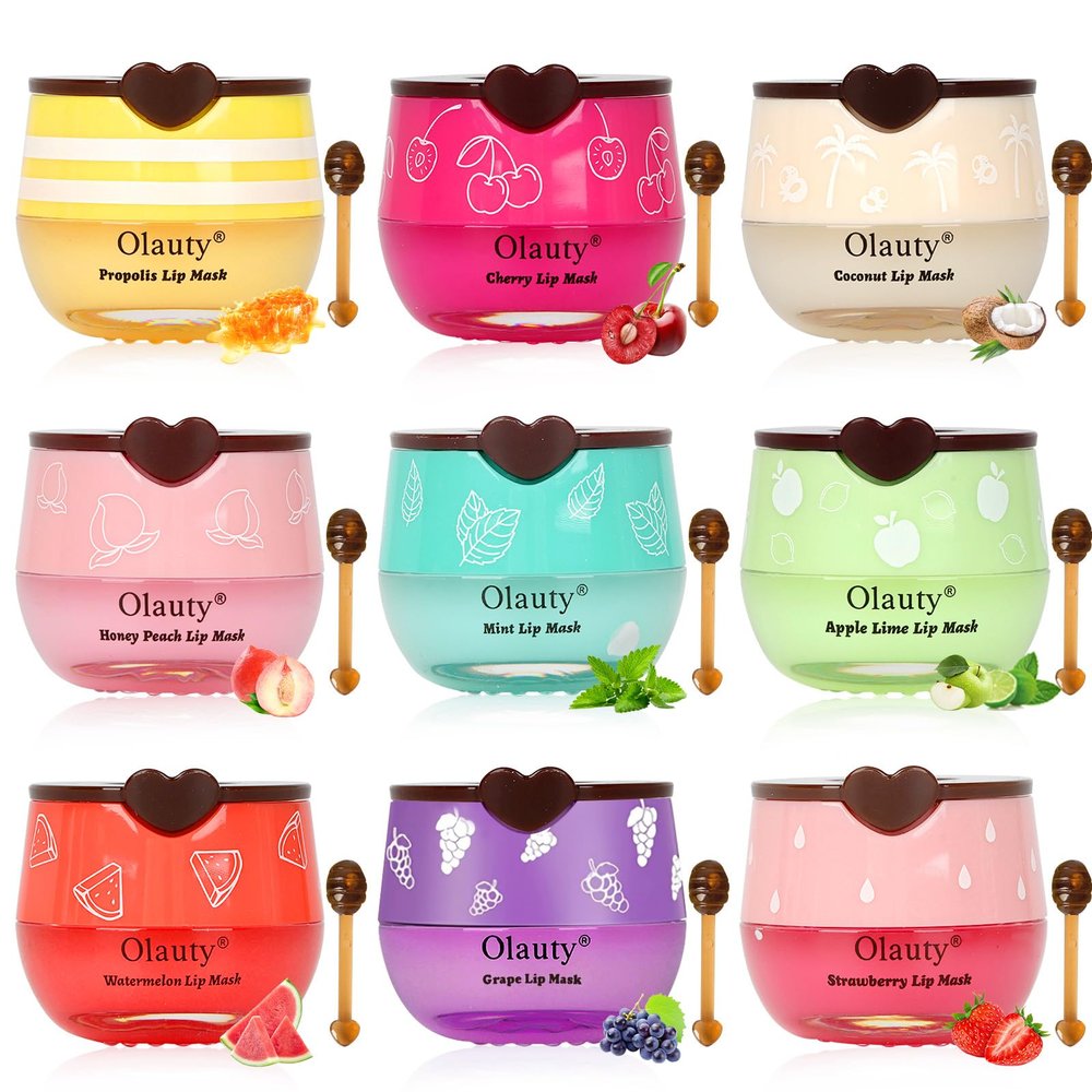 9 PCS Bee Lip Balm Lip Mask Honey Pot, Stocking Stuffers for Women,Honey Lip Balm Bulk Christmas Gifts Lip Sleeping Mask Nourishing Overnight Lip Treatment,Lip Moisturizer Balm Preventing Dry,Cracked