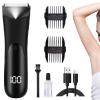 Men Trimmer, Digital Display Beard Shaver, Portable Men's Intimate Hair Trimmer with LCD Digital Display for Leg, Ear, Face, Nose, Pubic, Arm, Head Grooming view 1