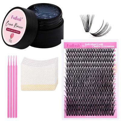 FADLASH Eyelash Extension Remover 10g Dissolves Powerful and Lash Clusters DIY Individual Lashes Cluster Mixed Tray D Curl Lash Clusters
