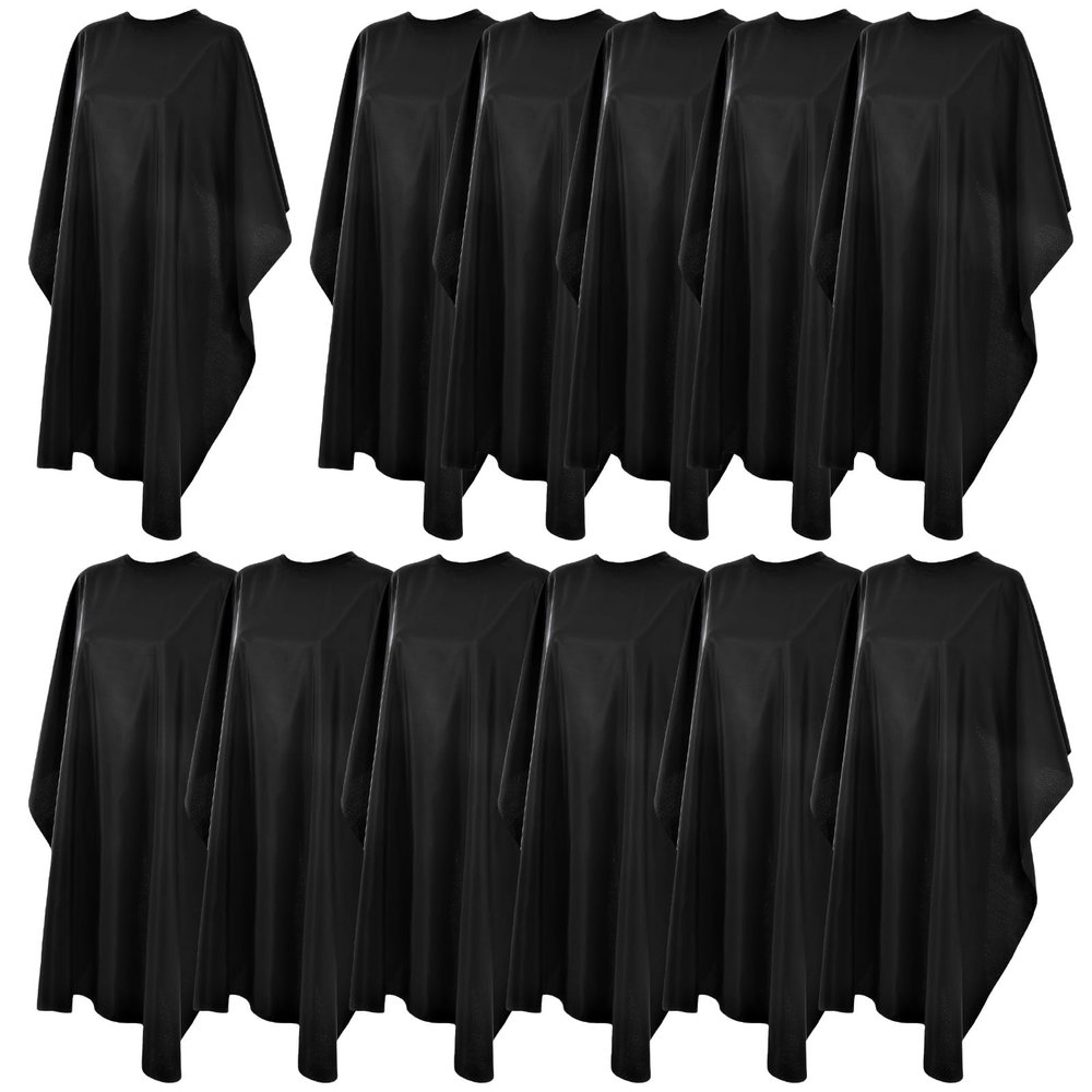 12 pcs Hair Salon Capes Waterproof Haircut Unisex Black Cape Barber Hair Cutting Cape with Snap Closure Hair,Coloring and Styling