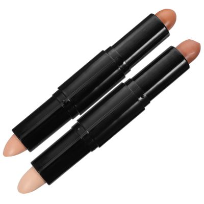 Baluue 2pcs Dual Head Highlighter Contour Stick Portable Makeup Concealer Stick for Women Skin Friendly Formula with Shade Combinations Easy to Apply for Travel and Everyday Use