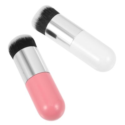 NOLITOY 2Pcs High Density Foundation Blush Makeup Brushes for Blending Liquid and Powder Cosmetics Ergonomic Face Brush for Women and Silky Touch Cosmetic Applicators