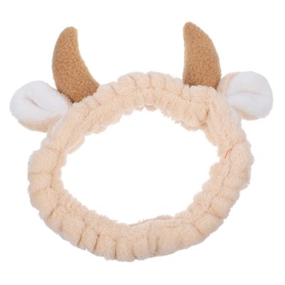 Wakauto Stretch Soft Skincare Headband for Women Elastic Decorative Cattle Horn Design Face Washing Spa Hairband Makeup and Mask Application Accessory Fit for Teens and Adults