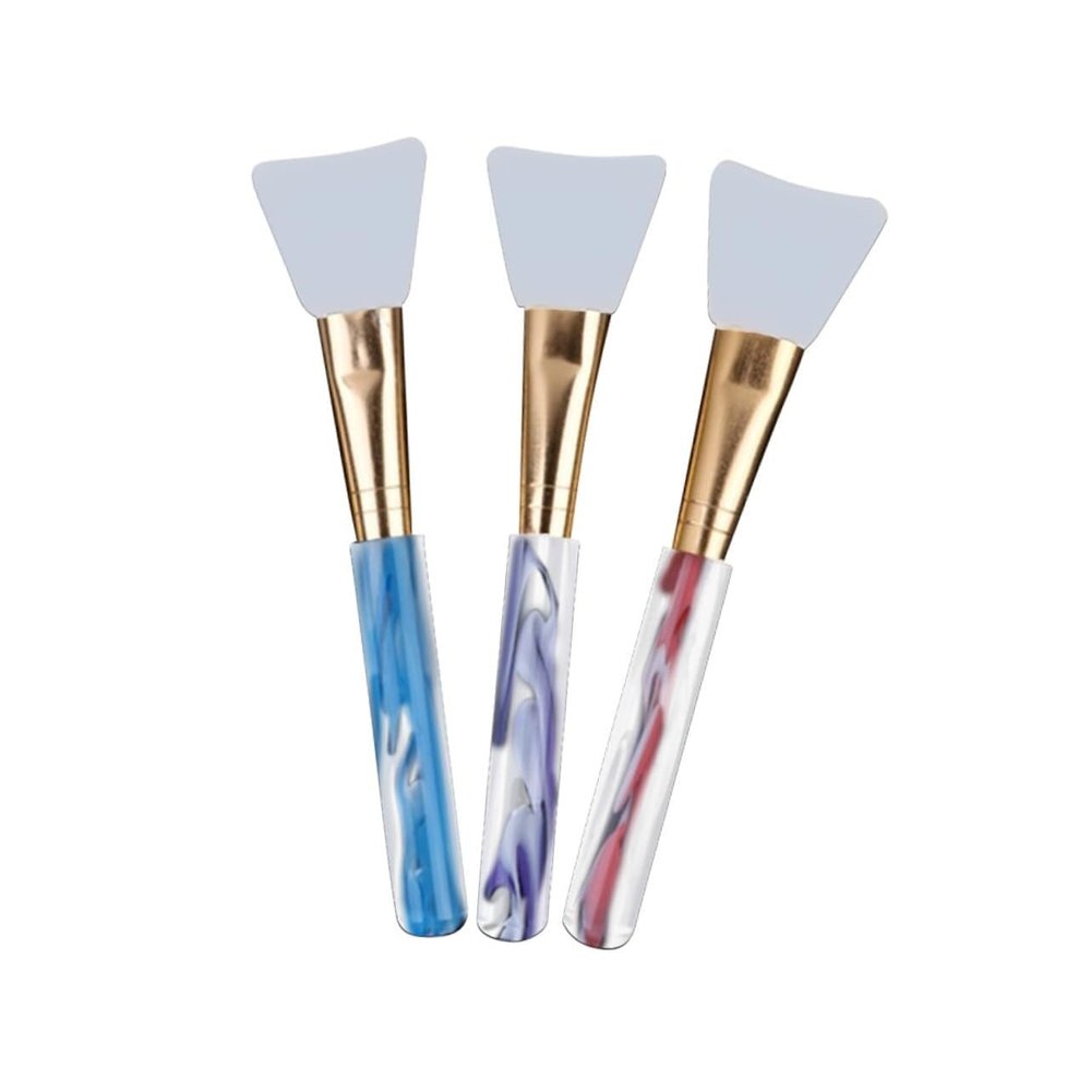 3pcs Silicone Makeup Brush for Women Transparent Package Purple Blue and Pink for Skincare Masks and Cosmetic Application Handle
