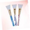 3pcs Silicone Makeup Brush for Women Transparent Package Purple Blue and Pink for Skincare Masks and Cosmetic Application Handle view 3