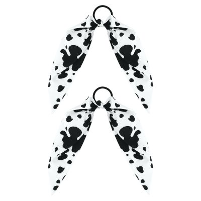 2pcs Cow Print Hair band Tie for Girls, Non-Slip Rabbit Bunny Ear Bow Scrunchie Elastic Ponytail Holder Cow Pattern Headband Accessories for Curly Straight & Thin Hair