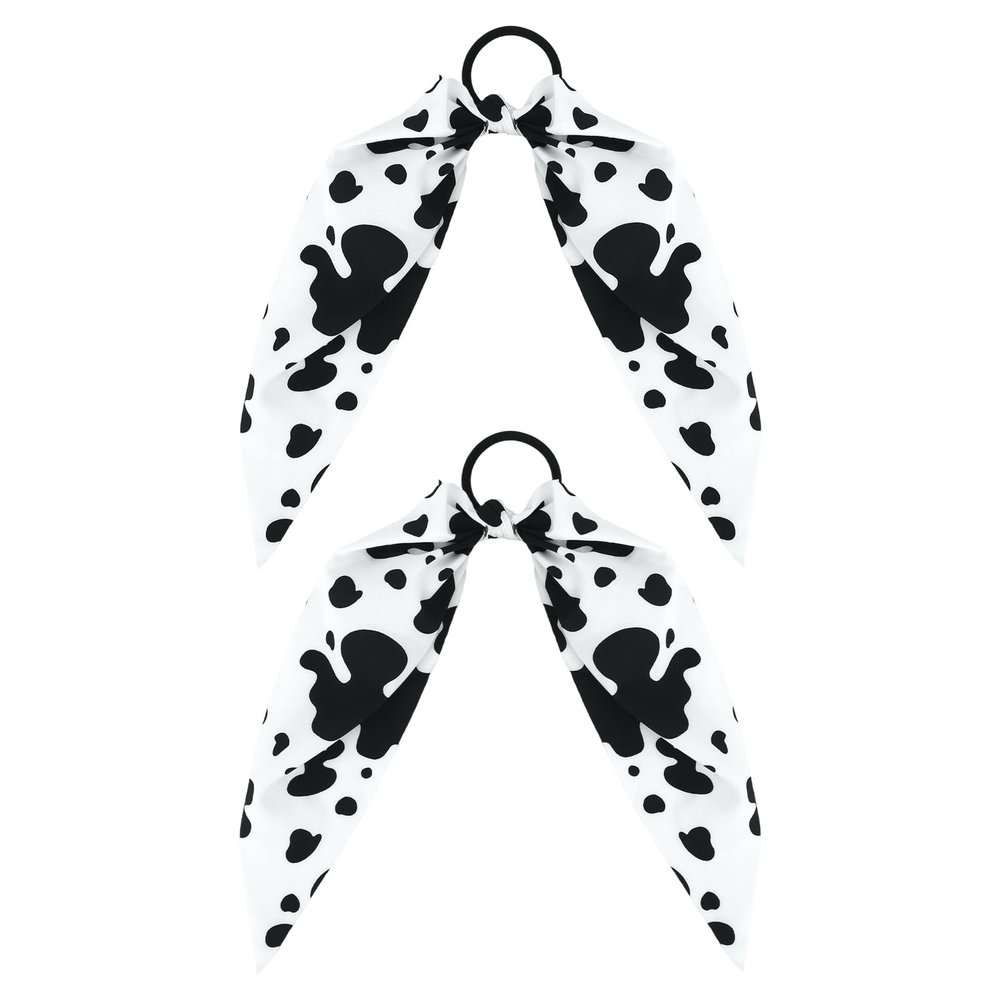 2pcs Cow Print Hair band Tie for Girls, Non-Slip Rabbit Bunny Ear Bow Scrunchie Elastic Ponytail Holder Cow Pattern Headband Accessories for Curly Straight & Thin Hair