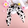 2pcs Cow Print Hair band Tie for Girls, Non-Slip Rabbit Bunny Ear Bow Scrunchie Elastic Ponytail Holder Cow Pattern Headband Accessories for Curly Straight & Thin Hair view 3